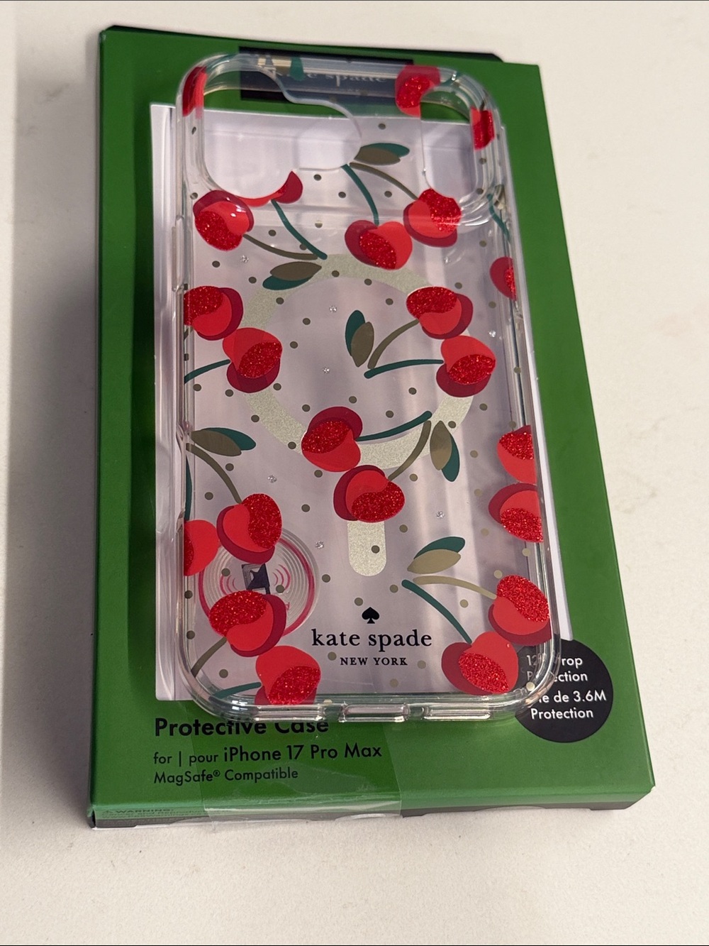 Kate Spade New York Clear Cherry iPhone Case for iPhone 17 Pro Max